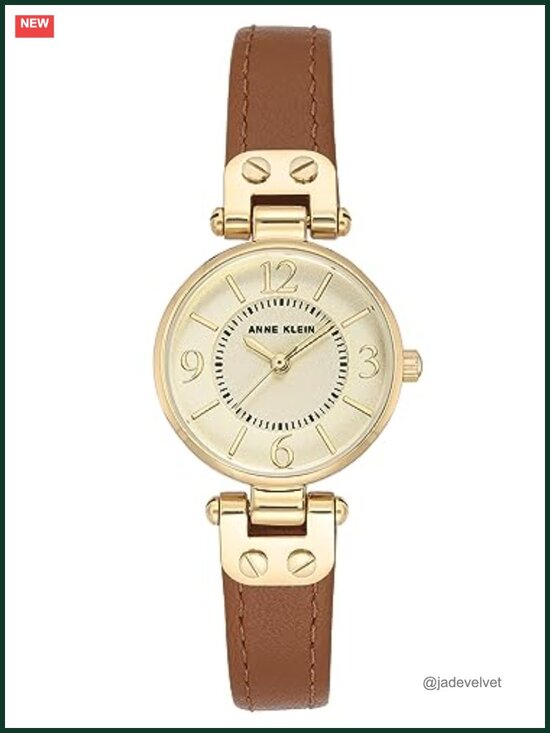 Women\'s Leather Strap Watch Gold-Tone Case Mineral Crystal Japanese Quartz main image 4